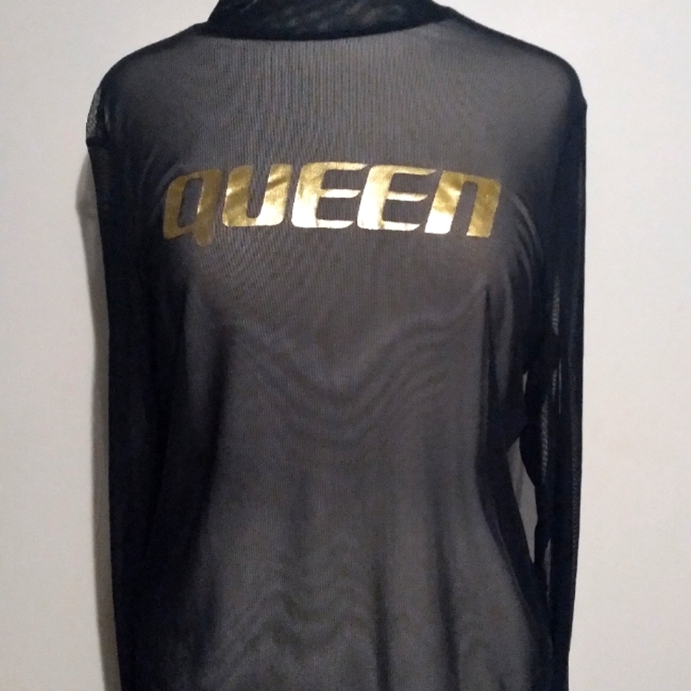 Large Black Queen Sheer long sleeved shirt